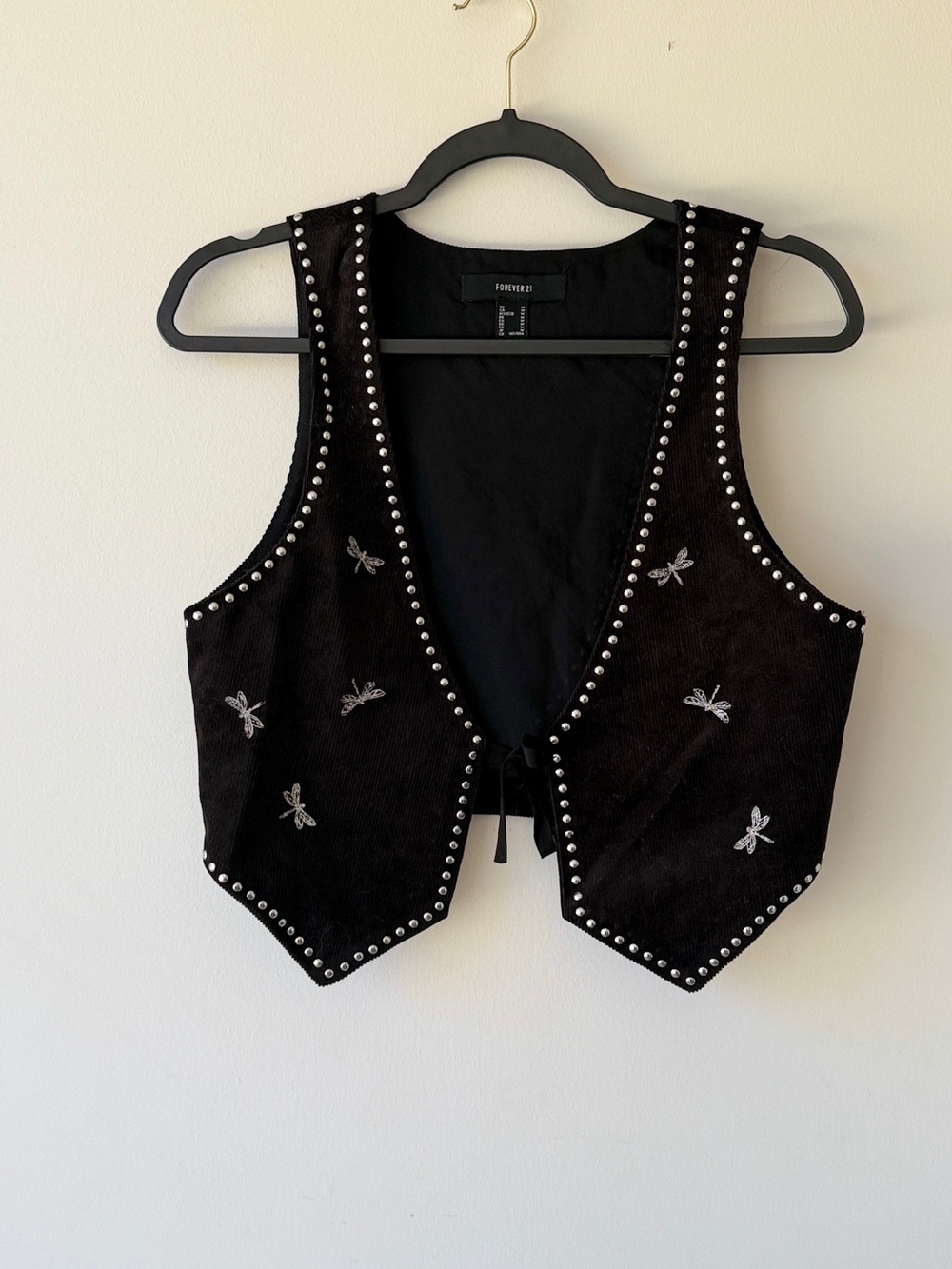 Forever 21 Black Stud-Embellished Sleeveless Vest